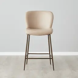 Hailey Sand Beige Vegan Leather 67cm Counter Stool - Bronze Legs