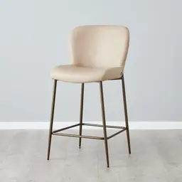 Hailey Sand Beige Vegan Leather 67cm Counter Stool - Bronze Legs