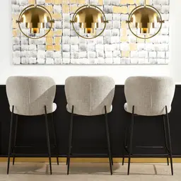 Hailey Sand Beige Vegan Leather 67cm Counter Stool - Bronze Legs