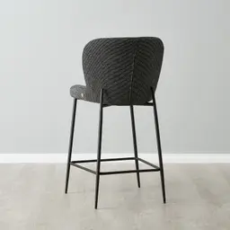 Hailey Cosmos Black Woven Fabric 67cm Counter Stool - Black Metal Legs