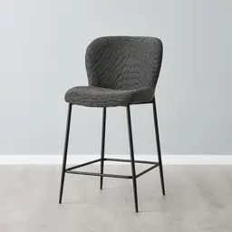 Hailey Cosmos Black Woven Fabric 67cm Counter Stool - Black Metal Legs