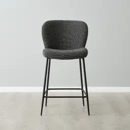 Hailey Cosmos Black Woven Fabric 67cm Counter Stool - Black Metal Legs