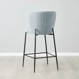 Hailey Light Blue Woven Fabric 67cm Counter Stool - Black Metal Legs
