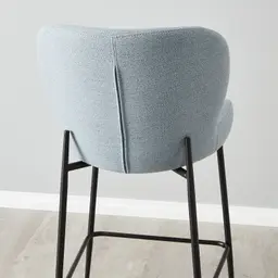 Hailey Light Blue Woven Fabric 67cm Counter Stool - Black Metal Legs