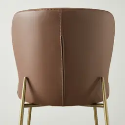 Hailey Tuscan Brown Vegan Leather Dining Chair - Warm Brushed Bronze Legs