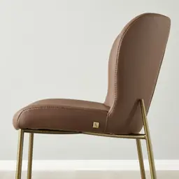 Hailey Tuscan Brown Vegan Leather Dining Chair - Warm Brushed Bronze Legs