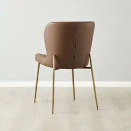 Hailey Tuscan Brown Vegan Leather Dining Chair - Warm Brushed Bronze Legs