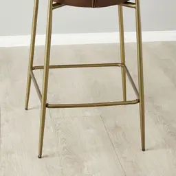 Hailey Tuscan Brown Vegan Leather 67cm Counter Stool - Warm Brushed Bronze Metal Legs