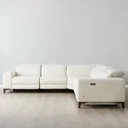 Pierce Shadow White Woven Fabric Corner Electric Recliner