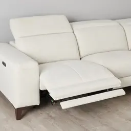 Pierce Shadow White Woven Fabric Corner Electric Recliner