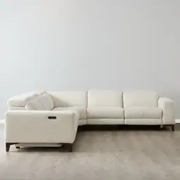 Pierce Shadow White Woven Fabric Corner Electric Recliner