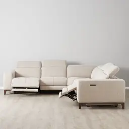 Pierce Warm Grey Woven Fabric Corner Electric Recliner