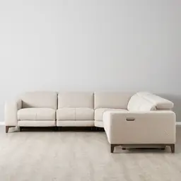 Pierce Warm Grey Woven Fabric Corner Electric Recliner