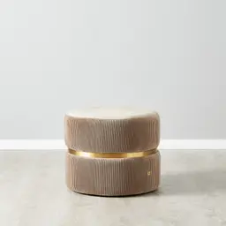 Hollis Beige Velvet Ottoman