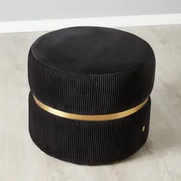 Hollis Black Velvet Ottoman