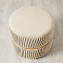 Hollis Cream Velvet Ottoman