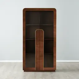 Oslo Dark Walnut Veneer Glass Dining Cabinet