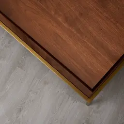 Noah Dark Walnut Veneer Coffee Table - Gold Metal Frame