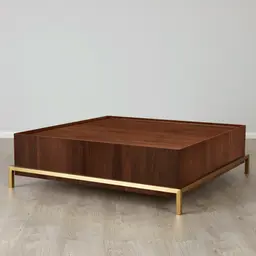 Noah Dark Walnut Veneer Coffee Table - Gold Metal Frame