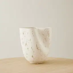 Zinnia 32.5cm White Cast Stone Ceramic Vase