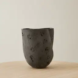Zinnia 32.5cm Black Cast Stone Ceramic Vase