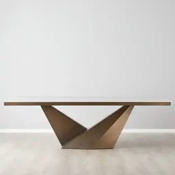 Vania White Sintered Stone Dining Table - Brushed Bronze Legs
