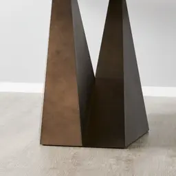 Vania White Sintered Stone Dining Table - Brushed Bronze Legs