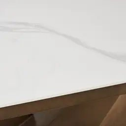 Vania White Sintered Stone Dining Table - Brushed Bronze Legs