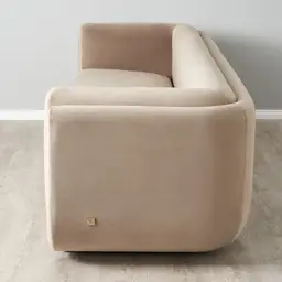 Clementine Beige Velvet 3-Seater Sofa