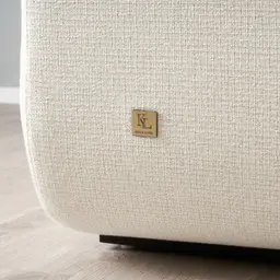 Clementine Chestnut White Woven Fabric 3-Seater Sofa