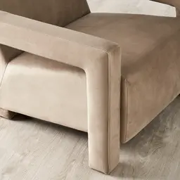 Stellan Beige Velvet Occasional Chair - Beige Velvet Arms