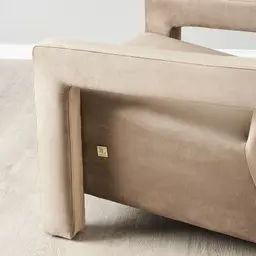 Stellan Beige Velvet Occasional Chair - Beige Velvet Arms