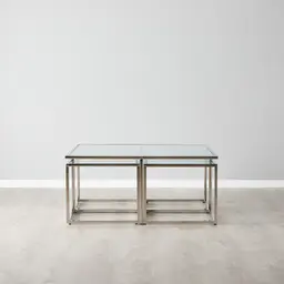 Vernon Polished Silver Stainless Steel Square Coffee Table