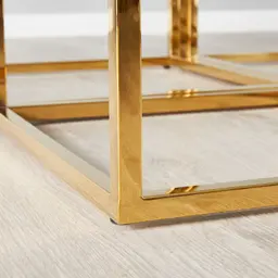 Vernon Polished Gold Stainless Steel Square Coffee Table