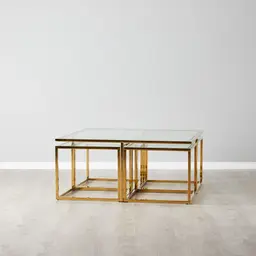 Vernon Polished Gold Stainless Steel Square Coffee Table