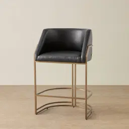 Laura Black Vegan Leather 67cm Counter Stool