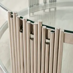 Lindsay Polished Stainless Steel Round Coffee Table - Clear Glass Top