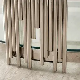 Lindsay Polished Stainless Steel Round Coffee Table - Clear Glass Top