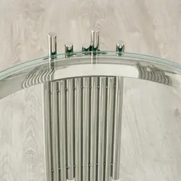 Lindsay Polished Stainless Steel Round Side Table - Clear Glass Top