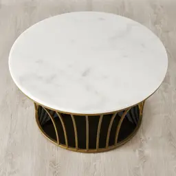 Oracle Natural White Marble Coffee Table - Brushed Bronze Base