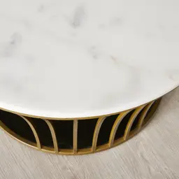 Oracle Natural White Marble Coffee Table - Brushed Bronze Base