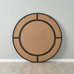 Solveig Black Round Mirror