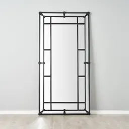 Von Black Rectangle Wooden Mirror 200x100cm