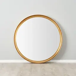 Fiona Antique Gold Round Wooden Mirror