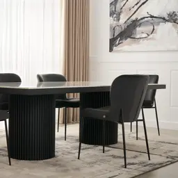 Archie White Sintered Stone Dining Table - Matte Black Legs 200x100cm