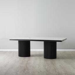 Archie White Sintered Stone Dining Table - Matte Black Legs 200x100cm