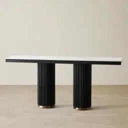 Archie Black Console Table with White Sintered Stone Top