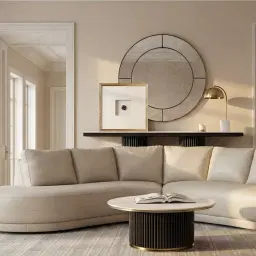 Archie Black Console Table with White Sintered Stone Top