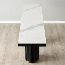 Archie Black Console Table with White Sintered Stone Top
