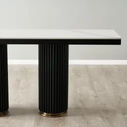 Archie Black Console Table with White Sintered Stone Top